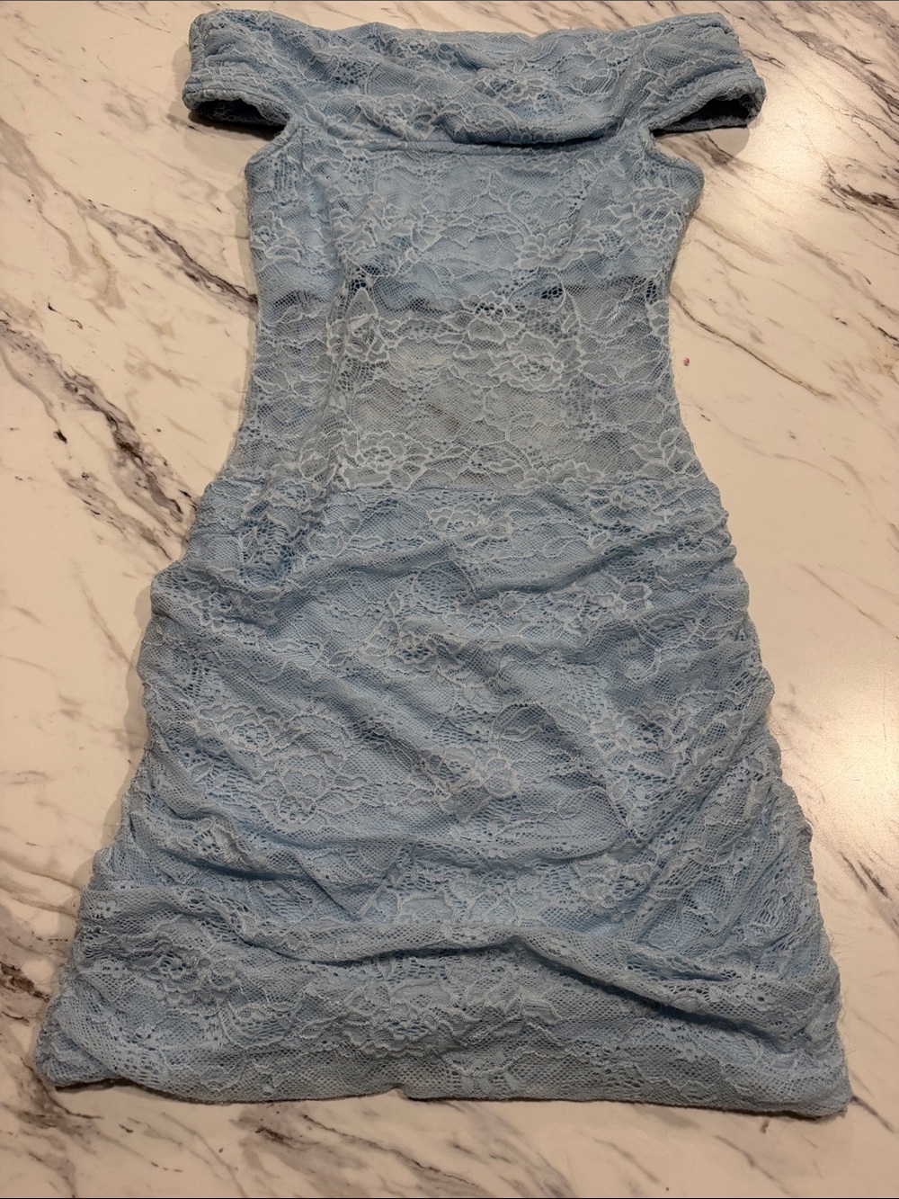 Hello Molly Powder Blue One-Shoulder Lace Bodycon Dress